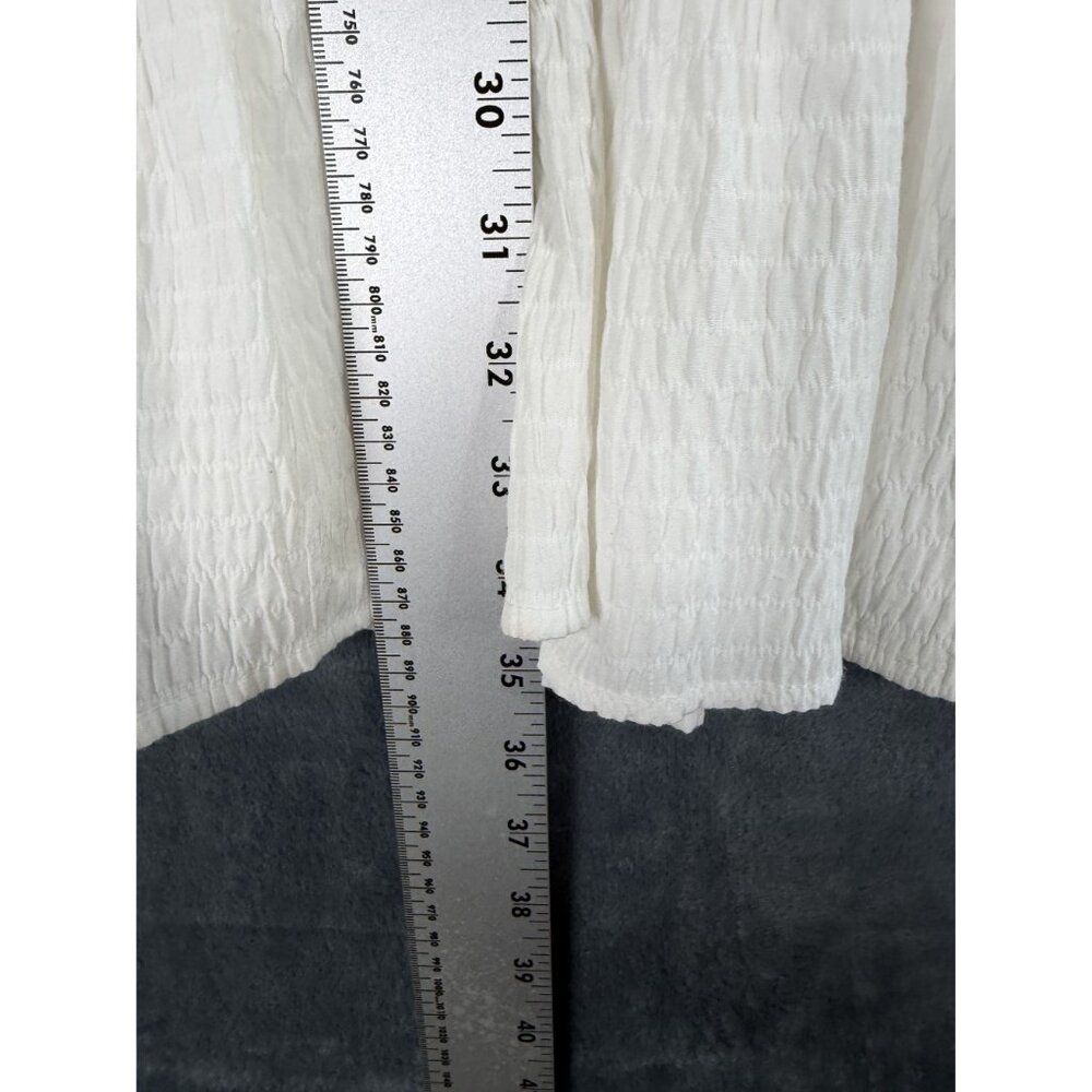 Tommy Hilfiger Womens 12P White Textured Midi Dress Ruffle Hem - Picture 9 of 10